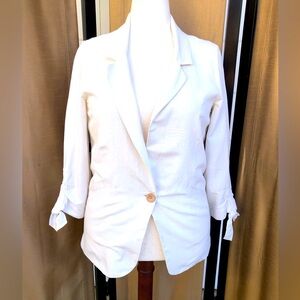 White Women's Single-Button Blazer Jacket